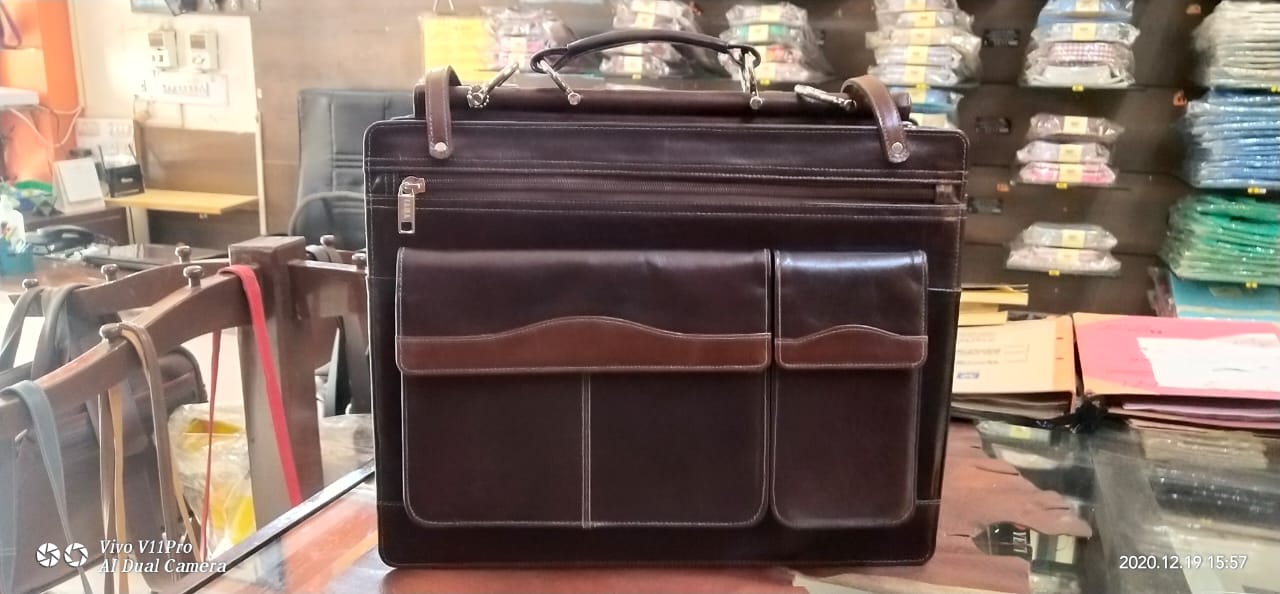 Double M.N Bag - Brown with Tan Flap Border ()